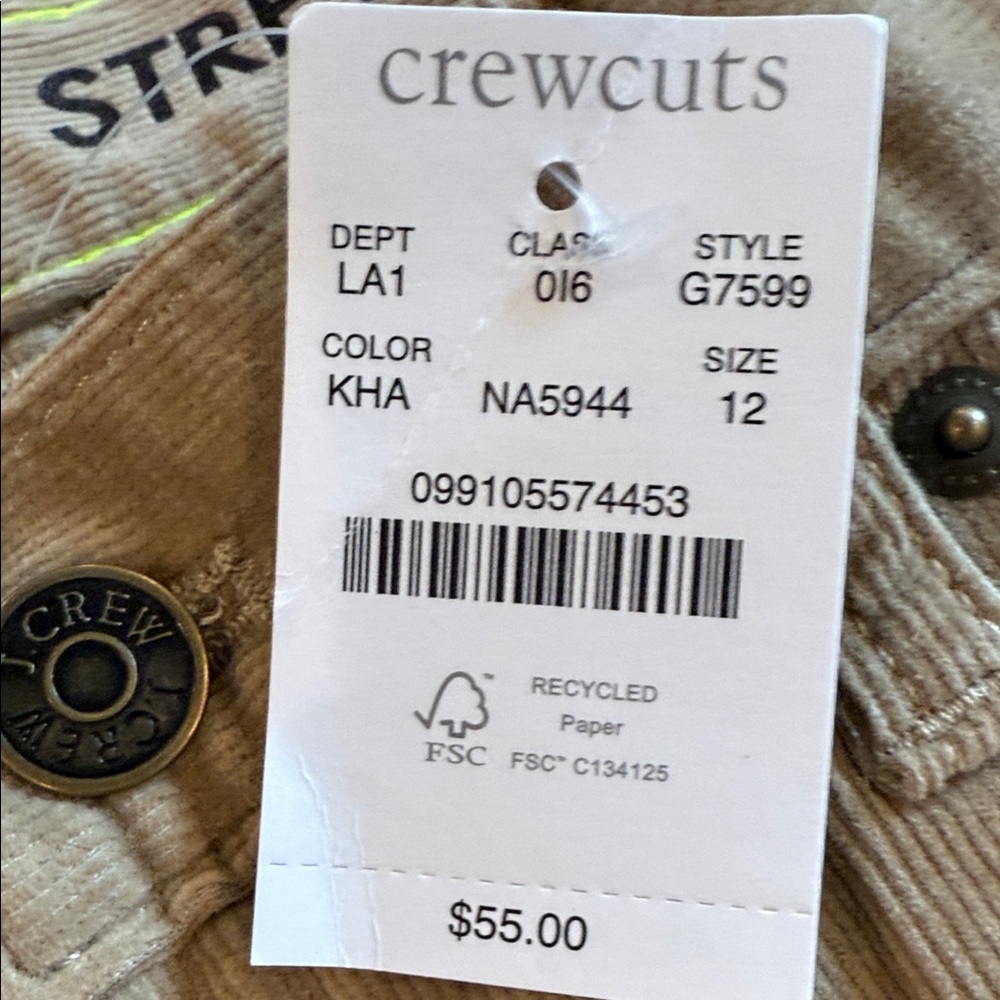 Crewcuts Men's Beige Corduroy Pants - Picture 2 of 5